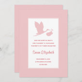 Pink Stork geboorte aankondiging (Voorkant / Achterkant)