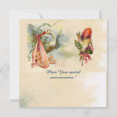 PINK STORK GIRL BABY SHOWER, GEMSTONE MONOGRAM KAART (Achterkant)