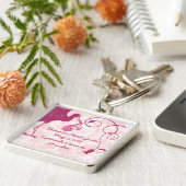 Pink Stork Het is een meisje aankondiging Sleutelh Sleutelhanger (Zijkant)