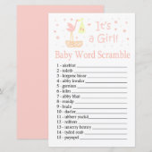 Pink Stork nest Baby word scramble game (Voorkant / Achterkant)