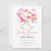 Pink Stork With Baby Kaart (Voorkant)