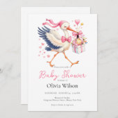 Pink Stork With Baby Kaart (Voorkant / Achterkant)