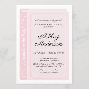 Pink Storybook Baby shower Uitnodiging