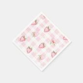Pink Strawberries Gingham Berry First 1st Birthday Servet (Hoek)