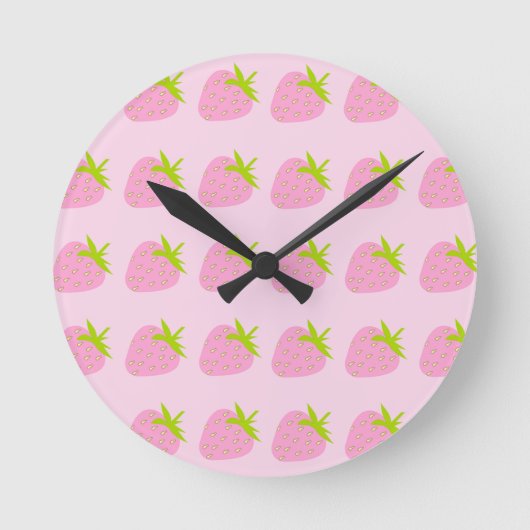 Pink Strawberries Ronde Klok (Voorkant)