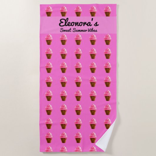 Pink Strawberry and Chocolate Ice Cream Pattern  Strandlaken (Voorkant)
