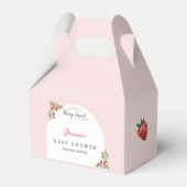 Pink Strawberry Baby Shower Bedankdoosjes (Voorkant Zijde)