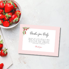 Pink Strawberry Baby Shower Books for Baby Informatiekaartje