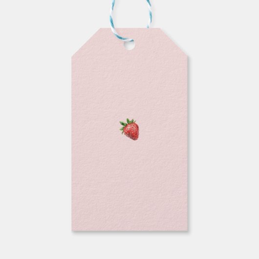 Pink Strawberry Baby Shower Cadeaulabel (Achterkant)