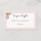 Pink Strawberry Baby Shower Diaper Raffle Informatiekaartje (Voorkant)