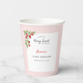 Pink Strawberry Baby Shower Papieren Bekers (Achterkant)