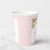 Pink Strawberry Baby Shower Papieren Bekers (Rechts)