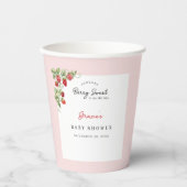 Pink Strawberry Baby Shower Papieren Bekers (Voorkant)