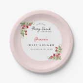 Pink Strawberry Baby Shower Papieren Bordje (Voorkant)