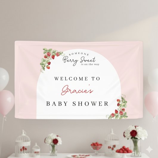 Pink Strawberry Baby Shower Spandoek