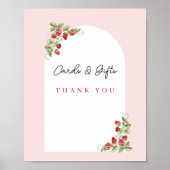 Pink Strawberry Baby Shower Tabletop Sign Poster (Voorkant)