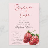 Pink Strawberry Berry In Love Bridal Shower Kaart (Voorkant)