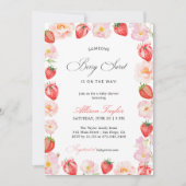 Pink Strawberry Bow Floral Baby Shower Kaart (Voorkant)