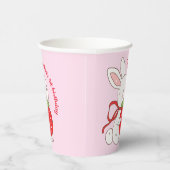Pink Strawberry Bunny Birthday Papieren Bekers (Rechts)
