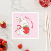 Pink Strawberry Bunny Birthday Servet (Insitu)
