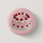 Pink Strawberry Celebration Cake Ronde Button 3,2 Cm (Voorkant)
