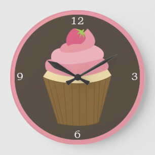 Pink Strawberry Cupcake Grote Klok