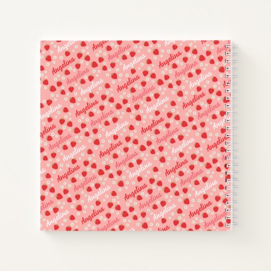 Pink Strawberry Custom Notebook Journal Notitieboek (Achterkant)
