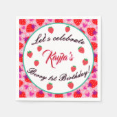Pink Strawberry eerste verjaardag Servet (Voorkant)