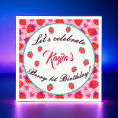 Pink Strawberry eerste verjaardag Servet