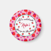Pink Strawberry eerste verjaardagsfeestje geperson Magneet (Voorkant)