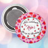 Pink Strawberry eerste verjaardagsfeestje geperson Magneet