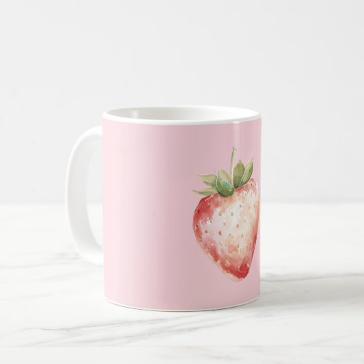 Pink Strawberry Fruit Koffiemok (Voorkant links)