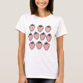 Pink Strawberry Pattern – Cute Hand-Drawn Fruit Do T-shirt (Voorkant)