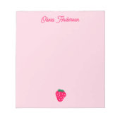 Pink Strawberry Valentines Day Personalized Name Notitieblok (Voorkant)