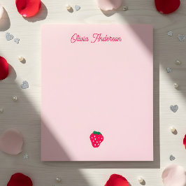 Pink Strawberry Valentines Day Personalized Name Notitieblok