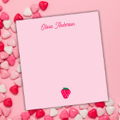 Pink Strawberry Valentines Day Personalized Name Notitieblok