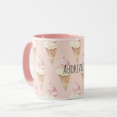 Pink Strawberry Vanilla Ice Cream Cones Mok (Voorkant links)