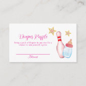 Pink Strike Up Bowling Diaper Raffle Baby Shower  Informatiekaartje (Voorkant)