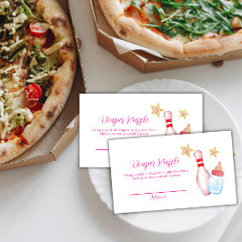 Pink Strike Up Bowling Diaper Raffle Baby Shower  Informatiekaartje