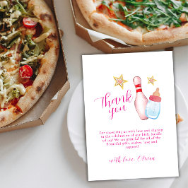 Pink Strike Up Some Fun Bowling Girl Baby Shower  Bedankkaart