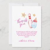 Pink Strike Up Some Fun Bowling Girl Baby Shower  Bedankkaart (Voorkant)