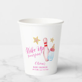 Pink Strike Up Some Fun Bowling Sport Baby Shower  Papieren Bekers