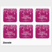 Pink String Lights Kerstfeest gunst Vierkante Sticker (Vel)