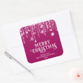 Pink String Lights Kerstfeest gunst Vierkante Sticker (Envelop)