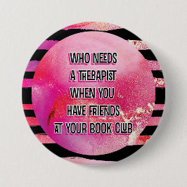 Pink Stripe Book Club Lid Grappige Therapie Ronde Button 7,6 Cm