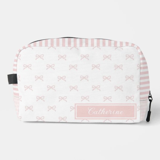 Pink Stripe Bow Pattern Gingham Coquette Cosmetic  Toilettasje (Voorkant)