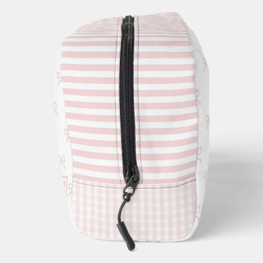 Pink Stripe Bow Pattern Gingham Coquette Cosmetic  Toilettasje (Rechts)