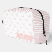 Pink Stripe Bow Pattern Gingham Coquette Cosmetic  Toilettasje (Rechterhoek)
