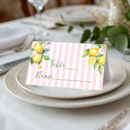 Pink Stripe Citrus Lemon Ciao Bambina Place Card Plaatskaartje
