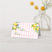 Pink Stripe Citrus Lemon Ciao Bambina Place Card Plaatskaartje (Voorkant)